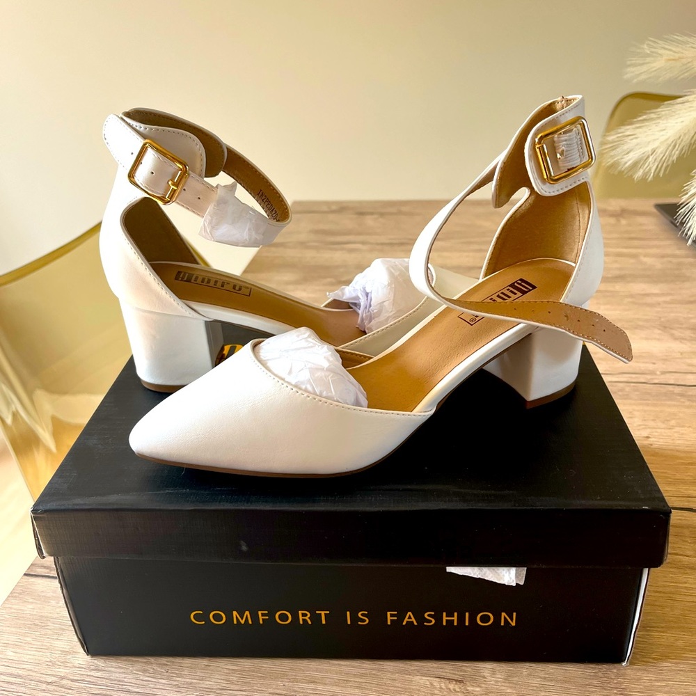 White closed toe heels!